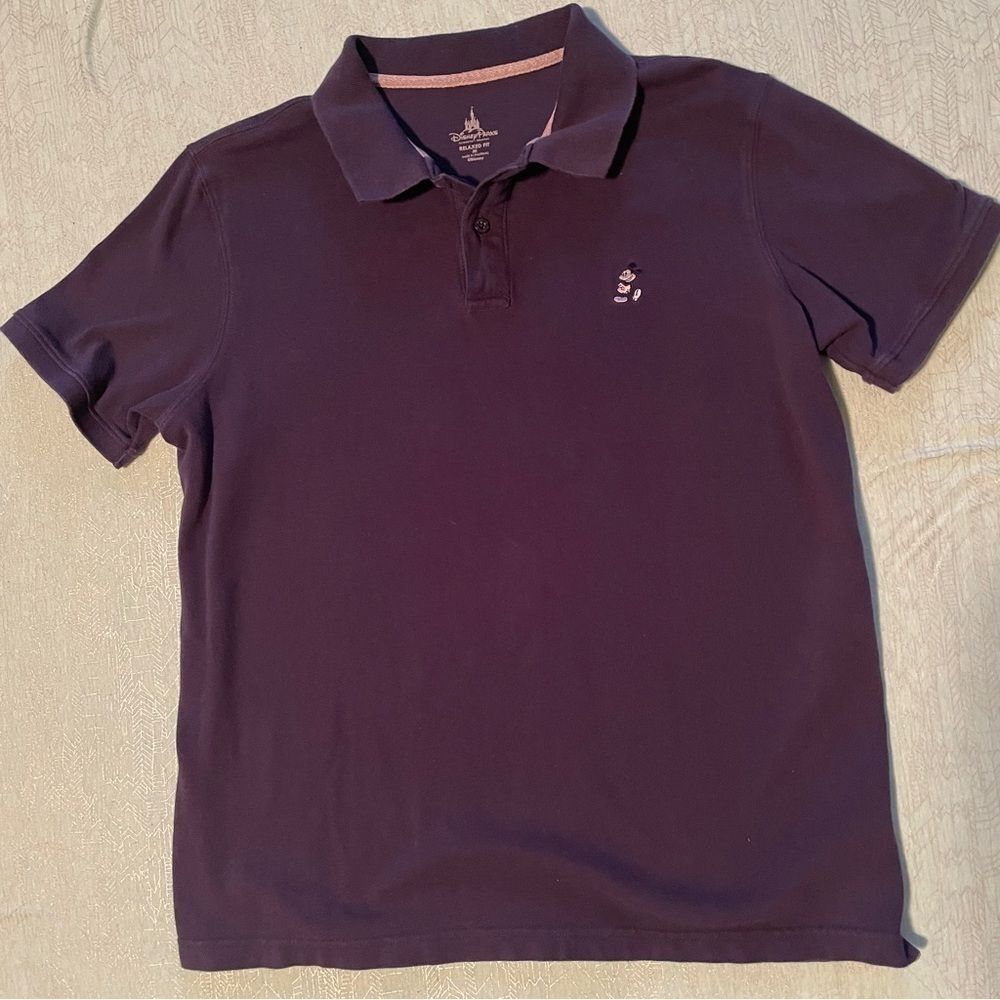 Disney Parks Authentic Original Navy Polo Medium Relaxed Fit embroidered Mickey